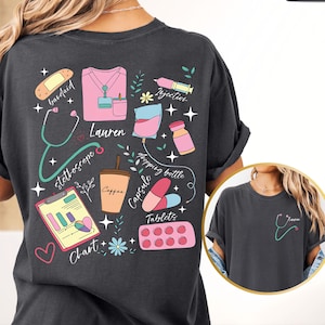 Comfort Colors® Personalized Nurse Name Shirt, Custom Nurse Gift, Nurses Week Tee, Front And Back Nurse Shirt, Nursing Student, Nurses Gifts