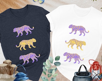 Purple and Gold Tigers Shirt, Cute Louisiana Shirt, Mardi Gras Shirt, Lsu Tiger Shirt, Mardi Gras Party, New Orleans Shirt, Tigers Game Day