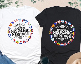 National Hispanic Heritage Shirt, Hispanic Heritage Month, Hispanic Countries Shirt, Latina Countries Flags,Latin American Gift,Hispanic Tee