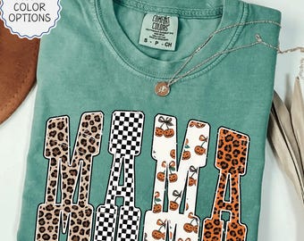 Comfort Colors® Fall Mama Shirt, Halloween Mama Gift, Autumn Mama Tshirt, Leopard Mama, Pumpkin Mama Shirt, Fall Season Mom, Cozy Mama Shirt