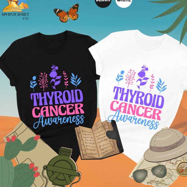 Thyroid Cancer Awareness Shirt, Thyroid Support Shirt, Awareness Ribbon, Cancer Warrior  Shirt, Thyroid Cancer Gift, Cancer Fighter Shirt