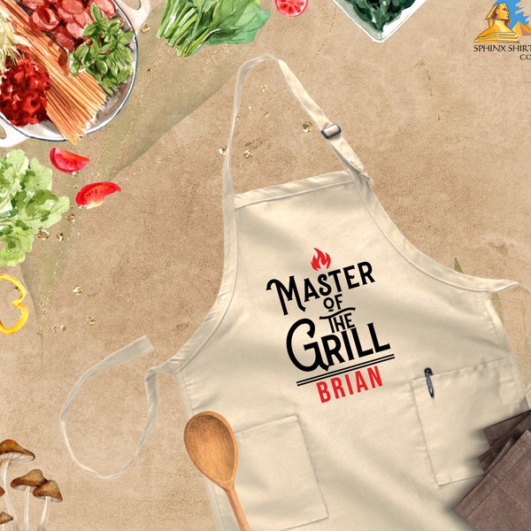 Personalized Grill Master Apron, The Grill Master Apron, Custom Kitchen Apron, Grill Master Gift, Custom Men Apron, Personalized Apron Gift