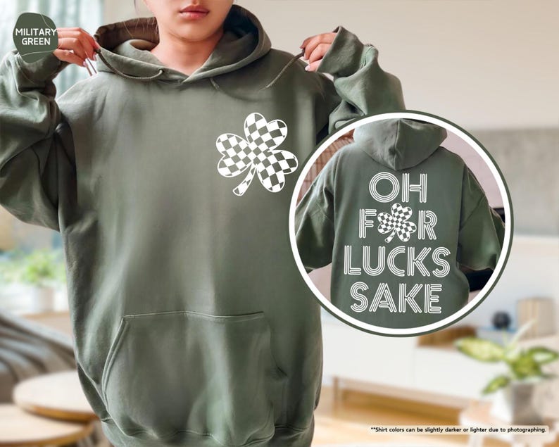 Oh For Lucks Sake Hoodie, St Patricks Day Sweatshirt, Retro Shamrock Sweater, Funny Irish Hoodie, Lucky Clover Sweater, March 17 Sweatshirt afbeelding 7