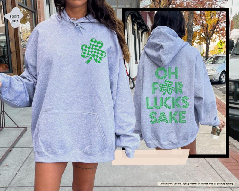 Oh For Lucks Sake Hoodie, St Patricks Day Sweatshirt, Retro Shamrock Sweater, Funny Irish Hoodie, Lucky Clover Sweater, March 17 Sweatshirt afbeelding 5