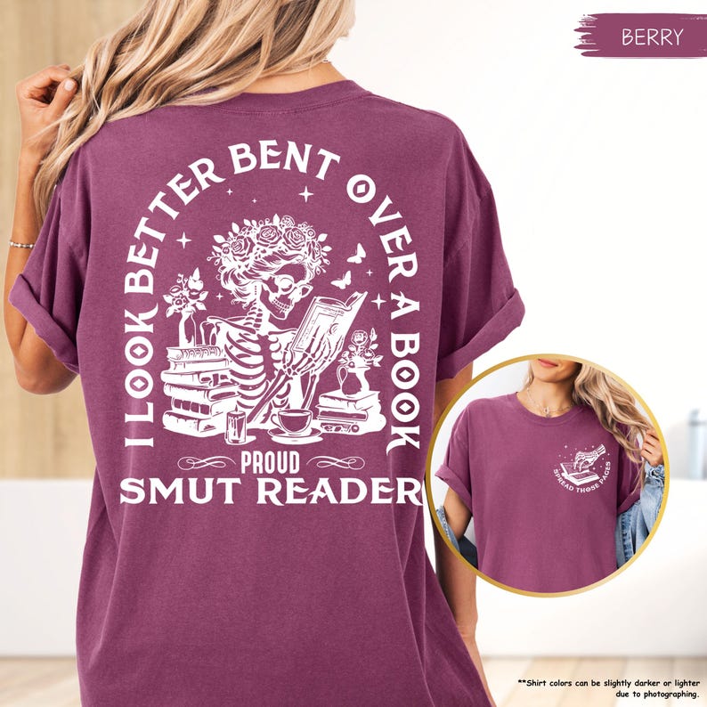 Comfort Colors I Look Better Bent Over A Book Shirt, Smut Reader, Romance Book Shirt, Book Lover Gift, Booktok Shirt,Dark Academia Book Tee 画像 10