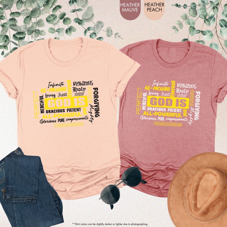 three t - shirts and a hat on a table