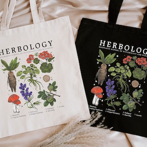Herbology Plants Tote Bag, Herbology Tote, Harry Pottery Gifts, Plant Wizard Pottery, Plant Lover Gift, Magical Plants, Botanical Gifts
