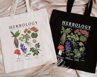 Herbology Plants Tote Bag, Herbology Tote, Harry Pottery Gifts, Plant Wizard Pottery, Plant Lover Gift, Magical Plants, Botanical Gifts