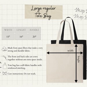 a tote bag is shown with measurements