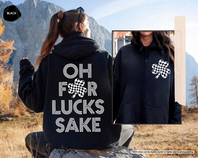 Oh For Lucks Sake Hoodie, St Patricks Day Sweatshirt, Retro Shamrock Sweater, Funny Irish Hoodie, Lucky Clover Sweater, March 17 Sweatshirt afbeelding 1