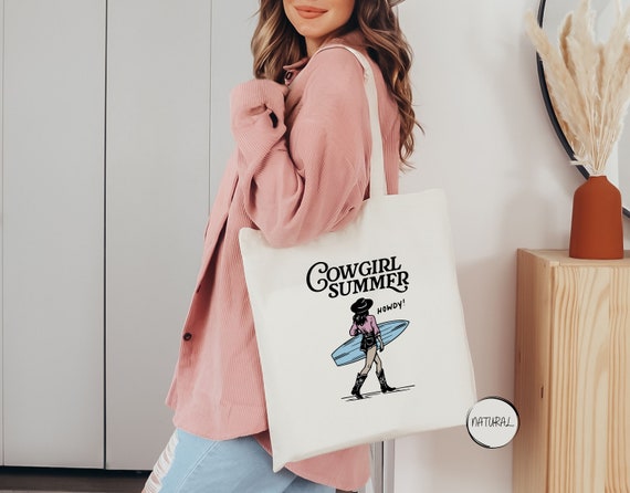 Cowgirl Summer Tote Bag, Western Summer Bag, Western Cowgirl Tote, Beach Cowgirl, Summer Tote Bag, Gift For Her, Western Beach Tote Bag