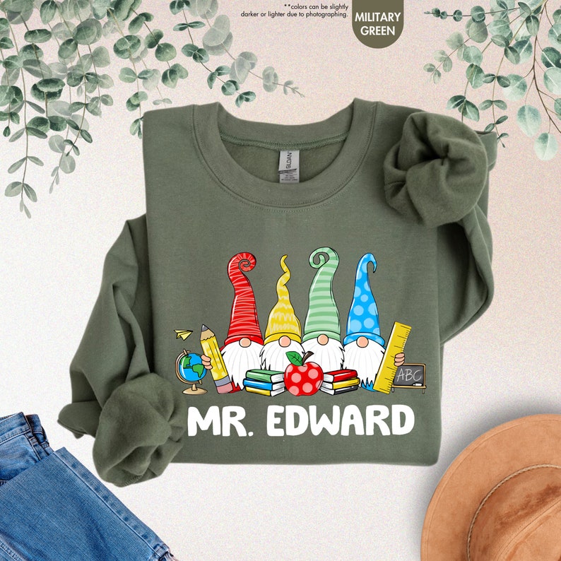 a t - shirt that says mr edward with gnomes on it
