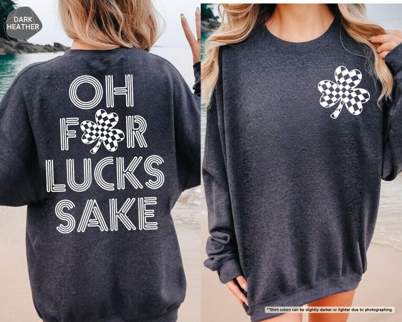 Oh For Lucks Sake Hoodie, St Patricks Day Sweatshirt, Retro Shamrock Sweater, Funny Irish Hoodie, Lucky Clover Sweater, March 17 Sweatshirt afbeelding 10