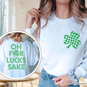 Oh For Lucks Sake Hoodie, St Patricks Day Sweatshirt, Retro Shamrock Sweater, Funny Irish Hoodie, Lucky Clover Sweater, March 17 Sweatshirt afbeelding 8