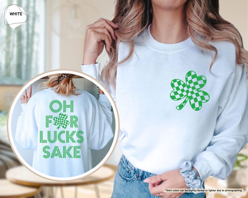 Oh For Lucks Sake Hoodie, St Patricks Day Sweatshirt, Retro Shamrock Sweater, Funny Irish Hoodie, Lucky Clover Sweater, March 17 Sweatshirt afbeelding 8