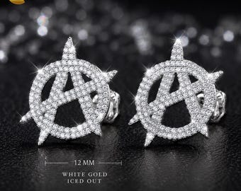 Handmade Anarchy Moissanite Stud Earrings, 925 Sterling Silver, 14K Gold Vermeil