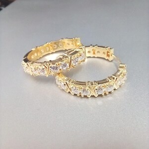 1.20-1.85 CT Round Cut Moissanite Handmade Hoop Earrings, 925 Silver Hoops, 14K Gold, Personalized Gift, Diamond Earrings, Anniversary Gift
