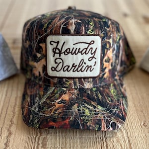 Howdy Darlin Patch Camouflage Trucker Hat Embroidered Country Concert SnapBack Hat Camo Cowgirl Trucker Rodeo Girl Style Western SnapBack