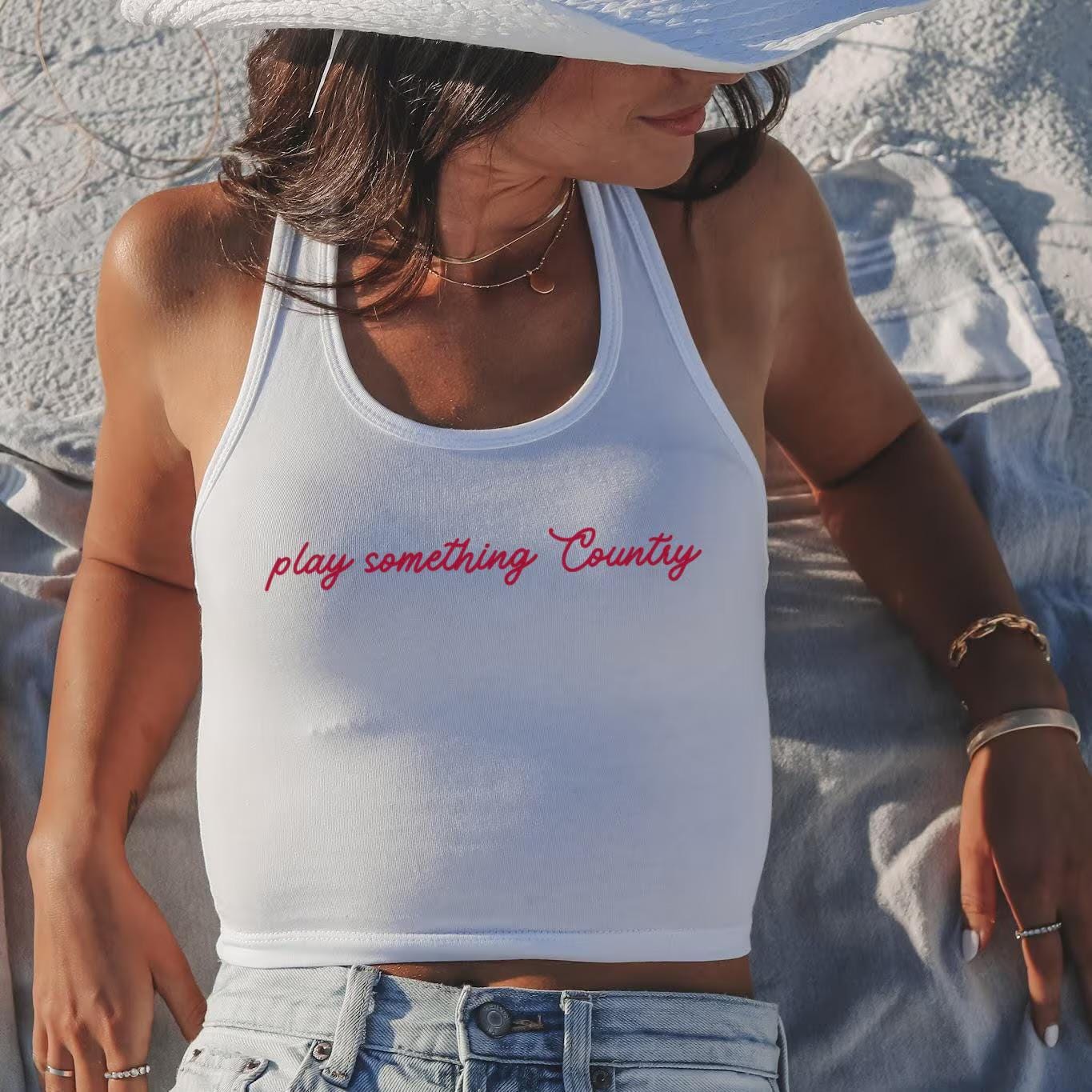 Play Something Country Shirt Custom Crop Tank Top Country Concert Shirt Racerback Summer Festival Bach Party Girls Weekend Rodeo Baby Tee