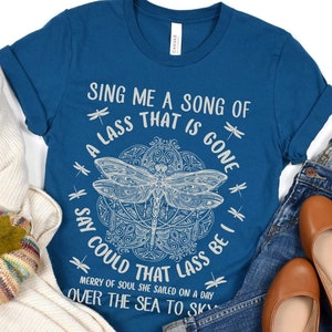 Outlander t-shirt Sing Me a Song Dragonfly Celtic Design Outlander gifts women&#39;s cotton tshirt Gift for Outlander Fans Birthday Gift for Her