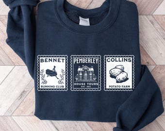 Sudadera de Jane Austen / Orgullo y prejuicio con cuello redondo de Pemberley y sello de diseño original