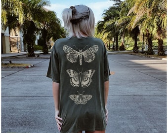Moth shirt 100 percent cotton comfort colors t-shirt cottagecore tshirt goblincore clothes design on back dark academia boho butterfly shirt