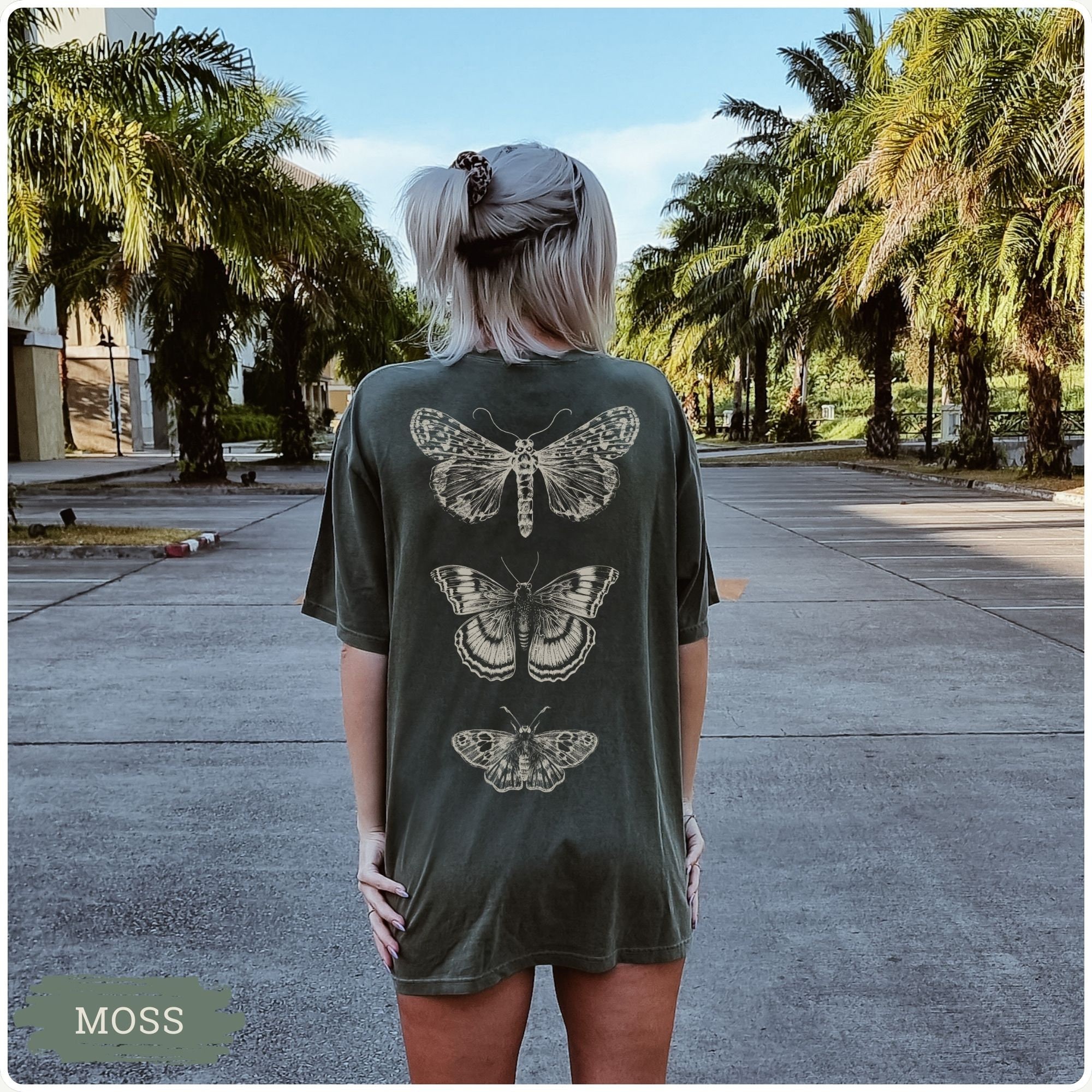 Moth shirt 100 percent cotton comfort colors t-shirt cottagecore tshirt goblincore clothes design on back dark academia boho butterfly shirt