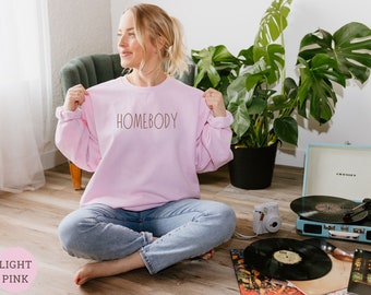 Homebody Sweatshirt Rae Dunn Inspired Font Cozy Crewneck Gift for her granola girl aesthetic clothes gift for reader Y2K aesthetic comfy tbr