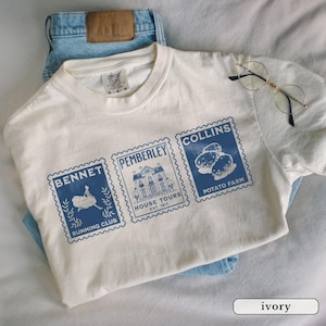 Jane Austen Shirt Pride and Prejudice Postage Stamp T-shirt Bookish Shirt Book Lover Library Shirt English Teacher Librariancore Booklover