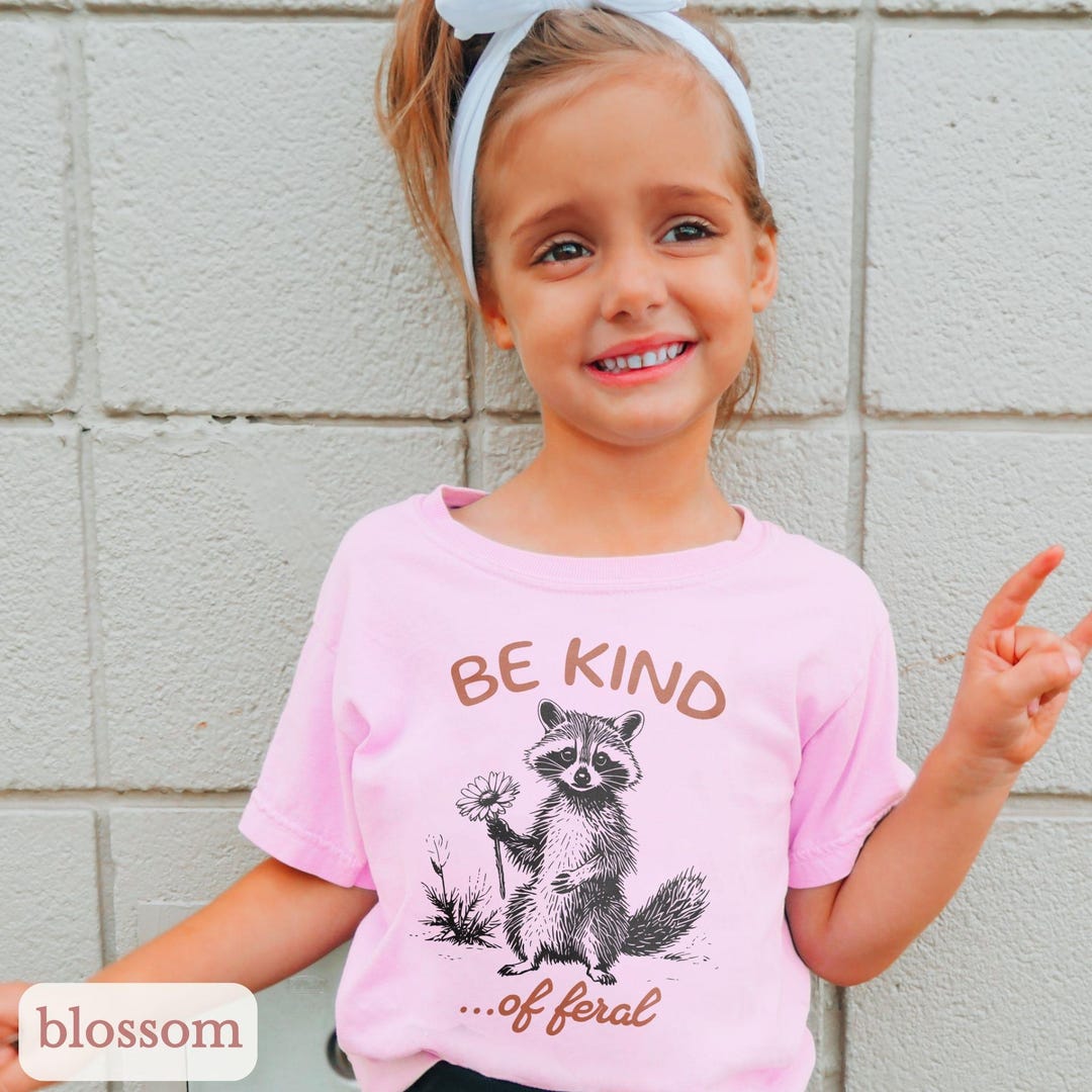 Be Kind of Feral Raccoon Kids Shirt | Comfort Colors Tee - Etsy