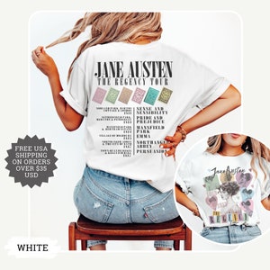 Jane Austen Gift Pride and Prejudice Y2K Shirt Swift Era Tour T-shirt Bookish Dark Academia Clothing Reading Shirt Downtown Girl Taylor Tees White