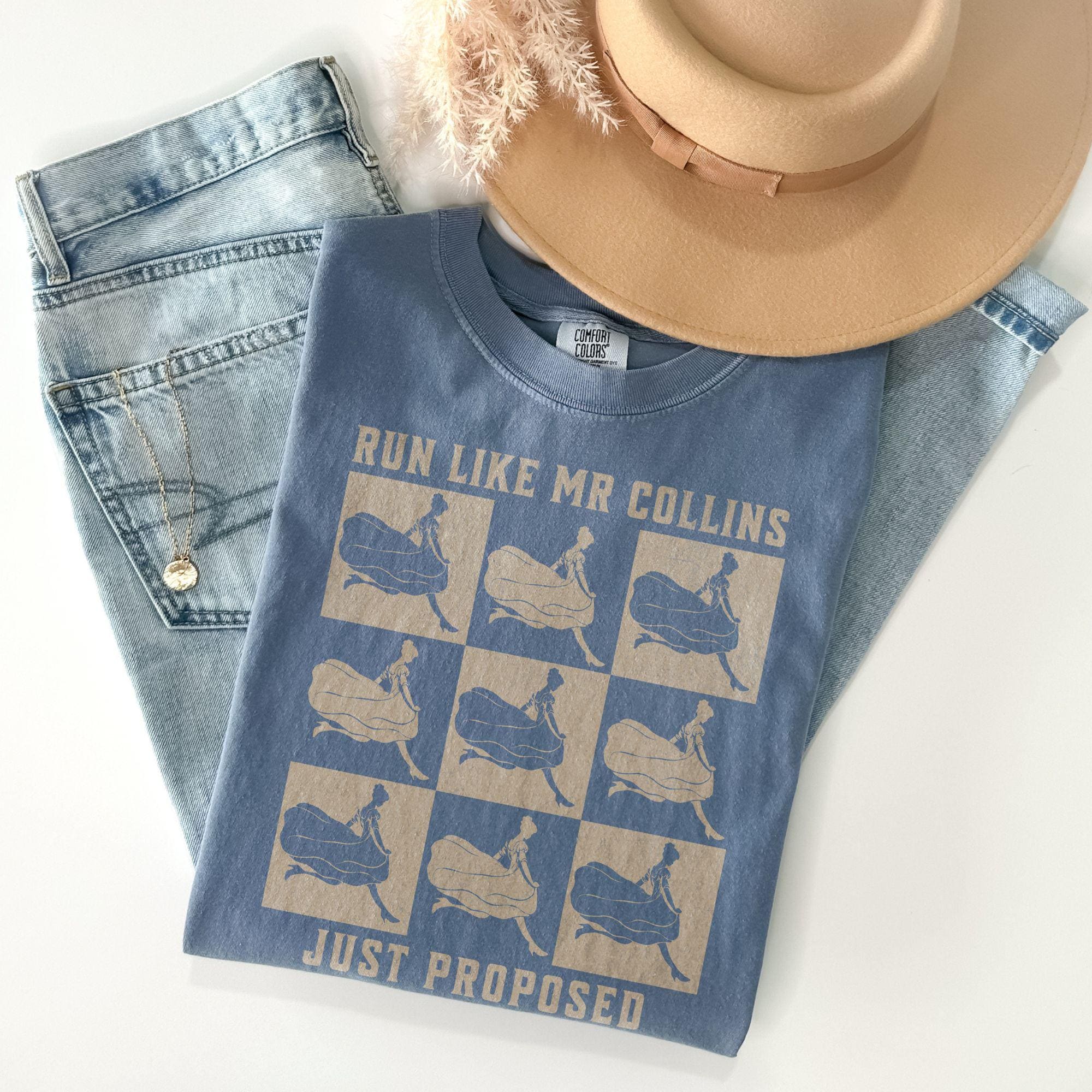 Run Like Mr Collins Just Proposed Shirt Pride and Prejudice T-shirt 90s checkers Jane Austen Gift for Reader Bookish Book Lover Gift for Her