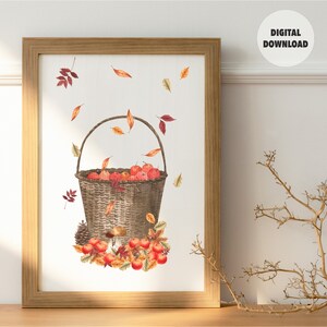 Apples & Leaves | Cosy Autumn Wall Art | Cozy Fall Digital Download | Cottagecore Printable | Seasonal Printable Wall Art | Digital Download