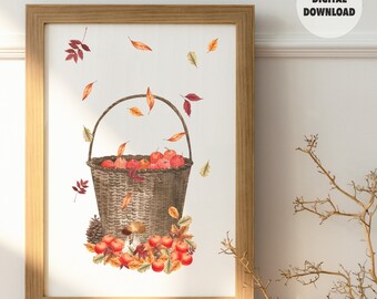 Apples & Leaves | Cosy Autumn Wall Art | Cozy Fall Digital Download | Cottagecore Printable | Seasonal Printable Wall Art | Digital Download