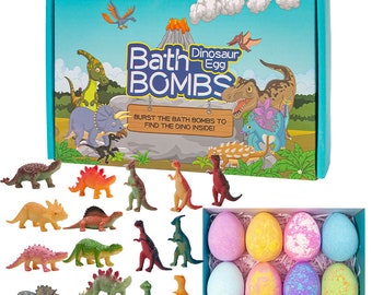 Bath Bombs For Kids, Dinosaur Bath Bombs with surprise inside Dino Egg Bath Bombs, All Natural Bath Bombs for Kids, Dinosaur Egg Bath Bombs