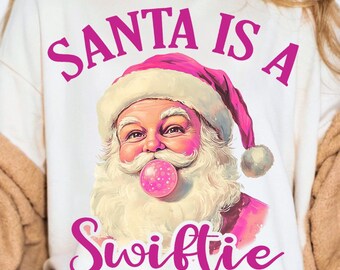 Santa Is A Swiftie Png, Retro Christmas png, Santa png, Merry Christmas png, Santa Christmas png, Santa Swiftie png, Christmas Shirt Png