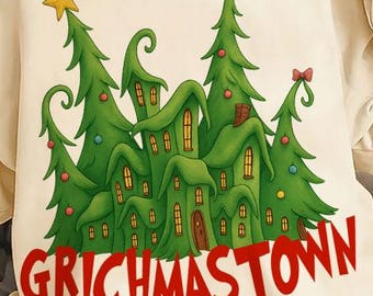 Small Town Christmas, Grichmastown Png, Retro Christmas png, Christmas Png, Green Png, Retro Christmas Characters Png, Trendy Christmas Png