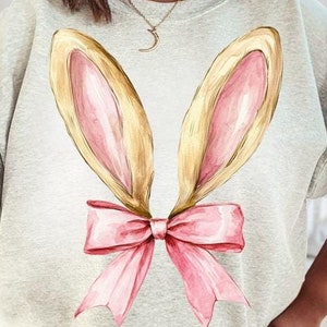 Coquette Easter png, Easter PNG ,Pink bow, easter Ears png, Trendy Easter png, bible verse png, christian easter png, Coquette bow png