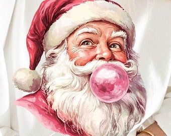 Santa Bubble Gum PNG, Funny Santa Design, Santa is a Swiftie Png, Retro Santa PNG,Pink Christmas PNG, Santa png Sublimation Download