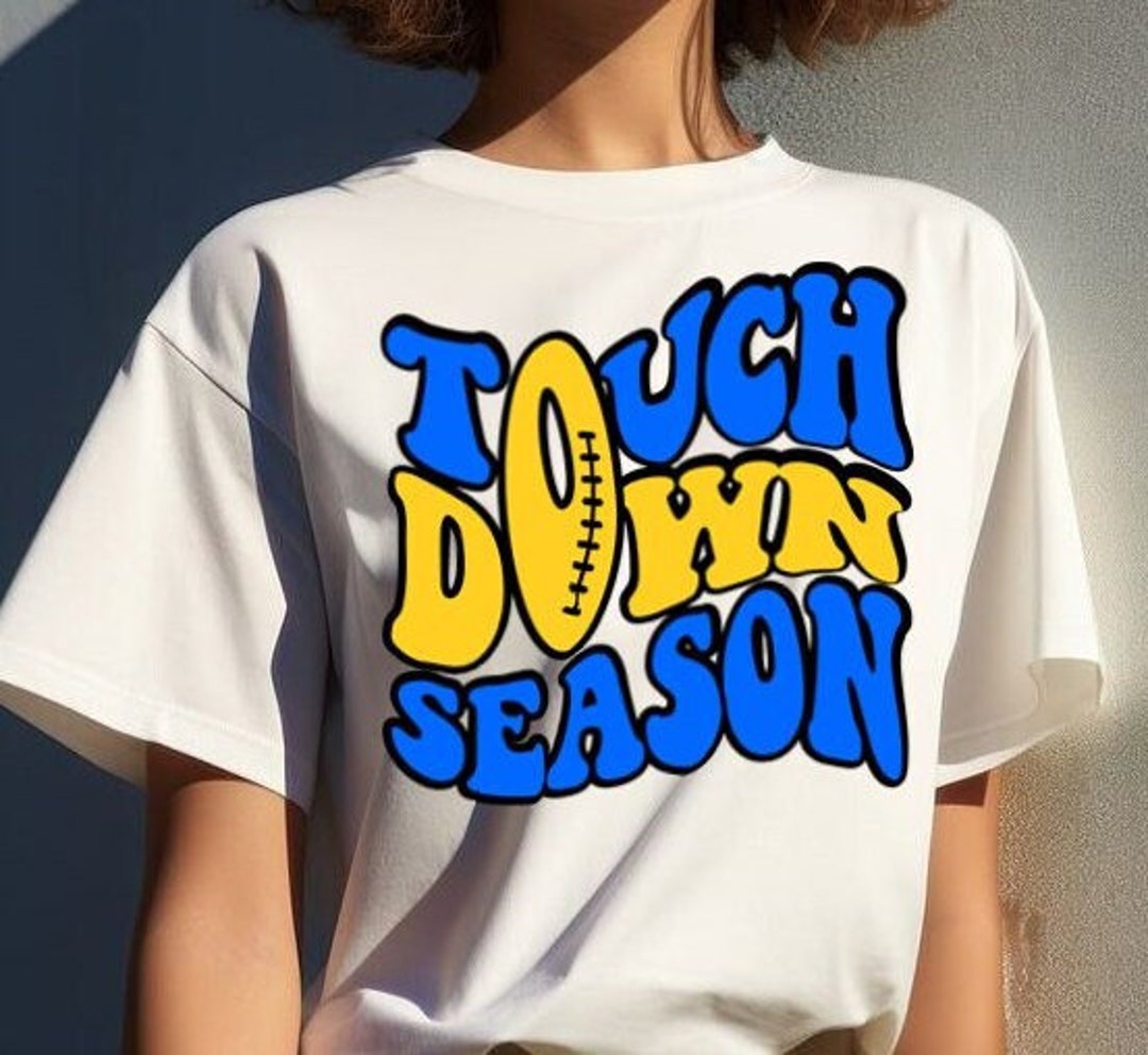 Touchdown Logo Blue Touchdown Season Png, Game Day Png, Blue and Yellow Gold Football ...