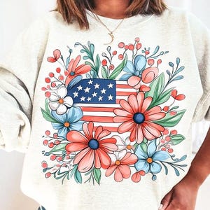 Amerikanische Flagge PNG, Boho behälterte png, Boho USA png, Floral Amerika png, Amerika png, 4