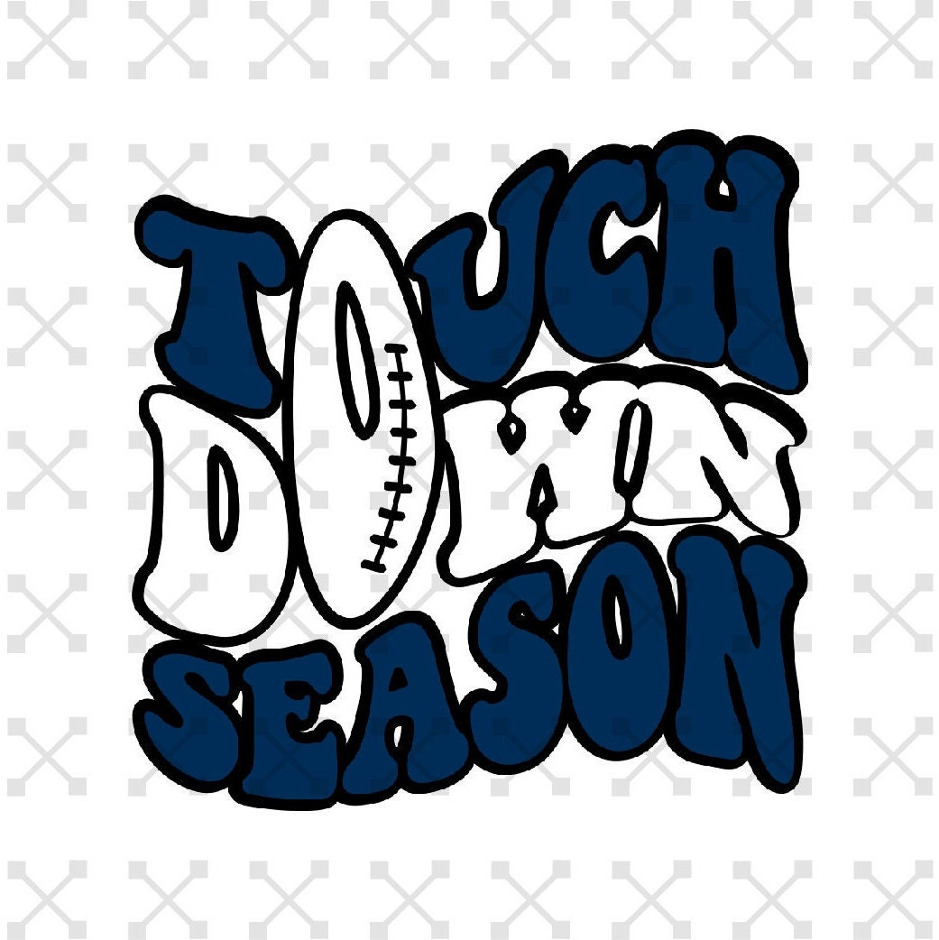 Touchdown Logo Blue Touchdown Season Png, Game Day Png, Blue and White Football Png, Retro ...