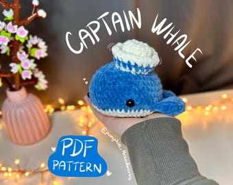 Captain whale CROCHET PATTERN, cute crochet marine animal