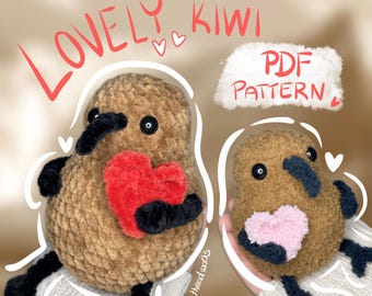 PATRÓN DE GANCHILLO de kiwi encantador, lindo pájaro kiwi