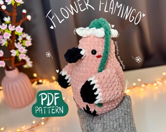 Patrón de flamenco en crochet, lindo pájaro en crochet