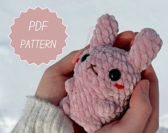 Patrón de conejito a crochet, crochet de costura baja, lindo conejito, conejito de Pascua