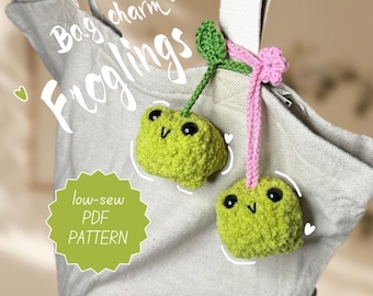 Patrón de crochet para colgante de bolso de ranita, ranita de crochet, linda ranita