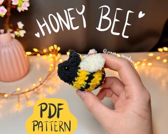 PATRÓN DE GANCHILLO abeja de miel, lindo peluche de abeja, mini abeja