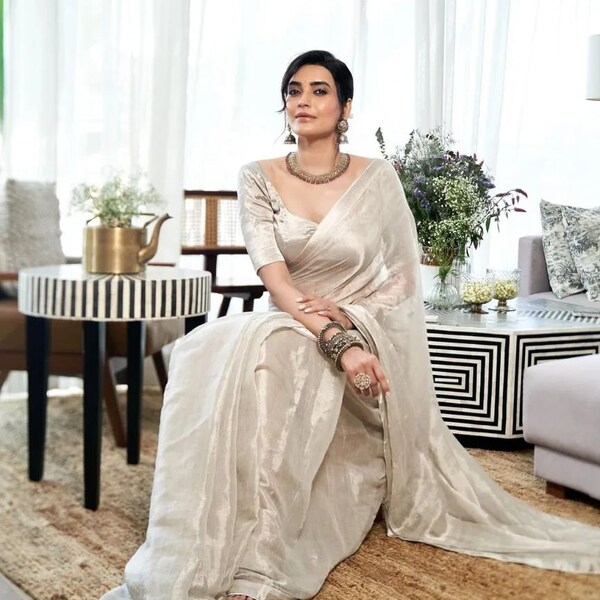 Juanita-Pure Handwoven Saree Silver Tissue