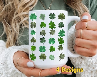 St Patricks Day Gift for Coffee Lovers, Lucky Shamrock Four Leaf Clover Cup, St Patrick's Day Coffee Mug, Gift for Irish St Patty's Day
